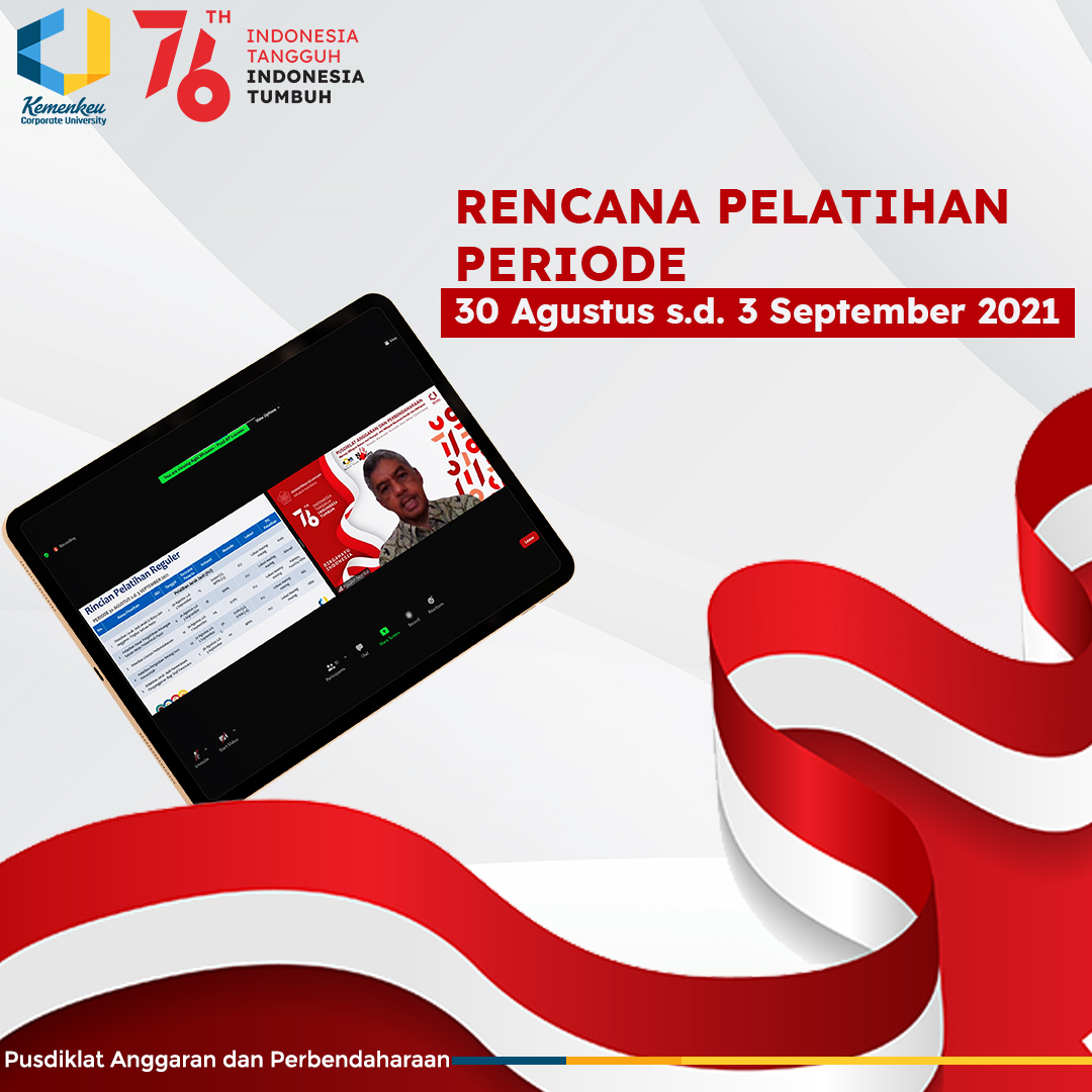 Rencana Pelatihan periode 30 Agustus s.d 3 September 2021